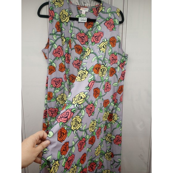 LuLa Roe Women's Long Duster Cover-up Size M Floral Roses Bathing Suit Cover EC - Picture 8 of 16